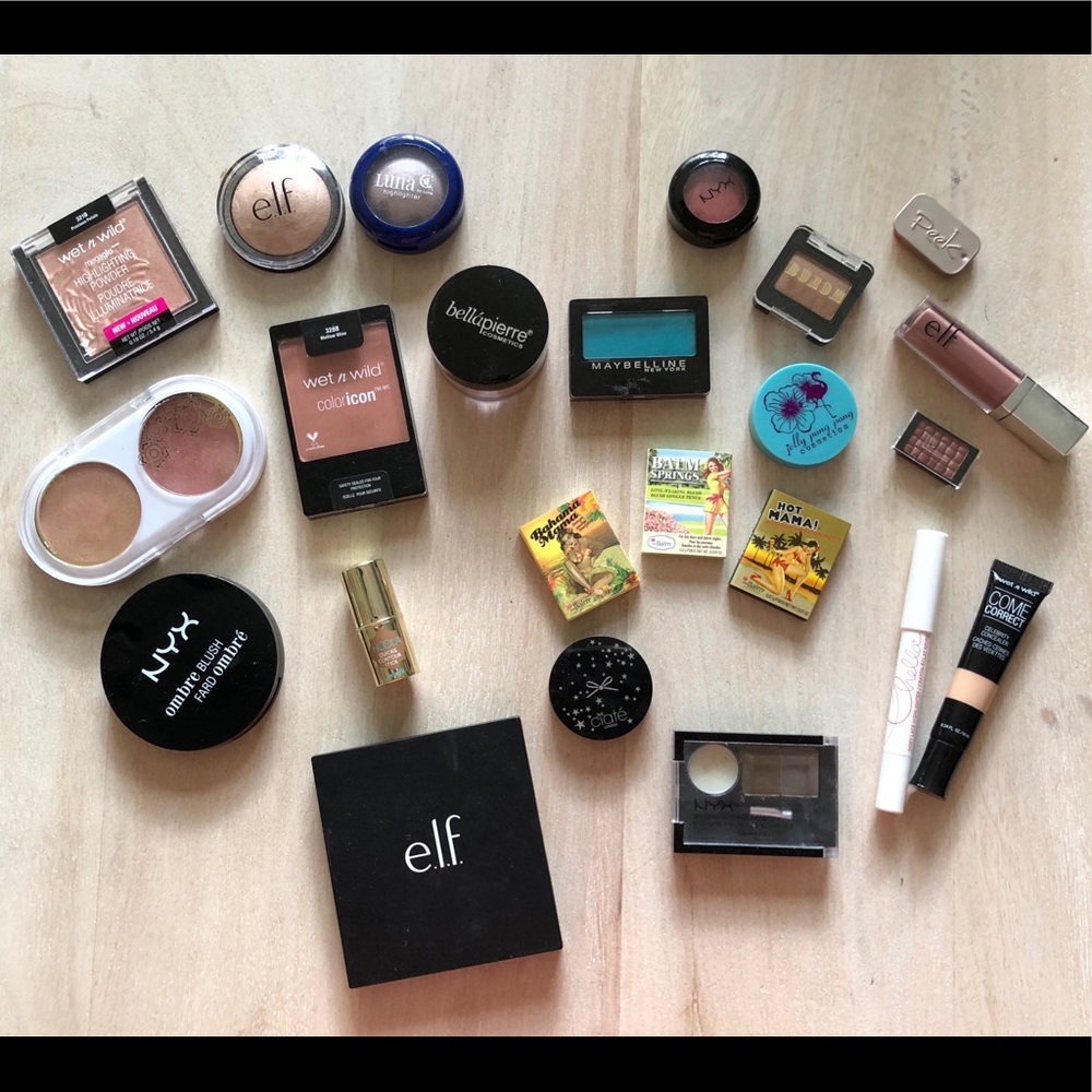 Variety of makeup items